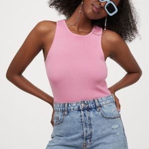 H&M pink crop top with cut outs